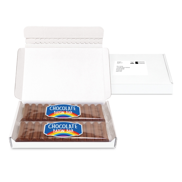 Gift Boxes – Mini White Postal Box – 12 Baton Bars – Paper Label