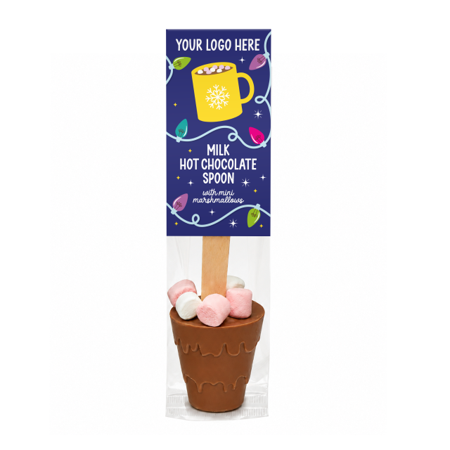 Winter Collection – Eco Info Card – Hot Choc Spoon – Milk Chocolate with Mini Marshmallows